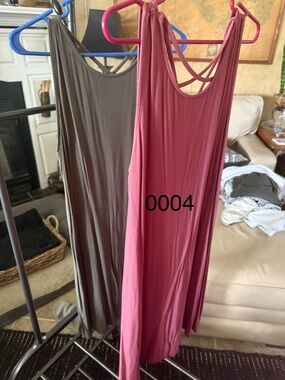 Women’s Sleeveless Midi Dress in Rose and Taupe 2pk 0004